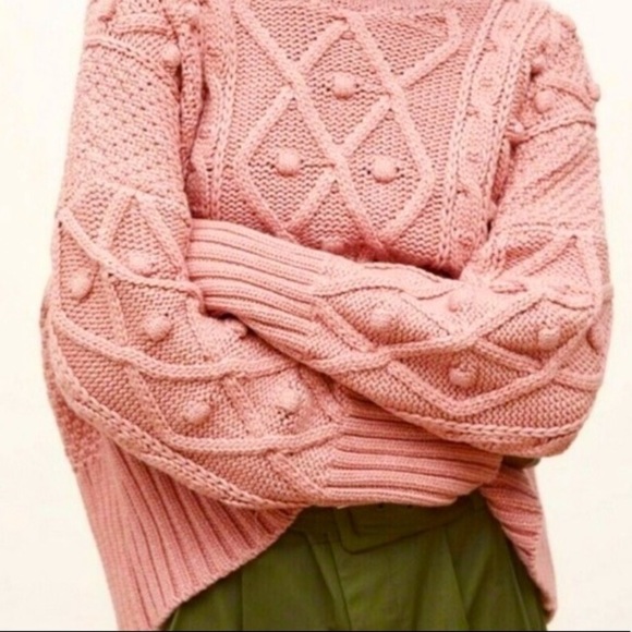 Zara Sweaters - ZARA L Cable Knit Sweater bauble pink large womens